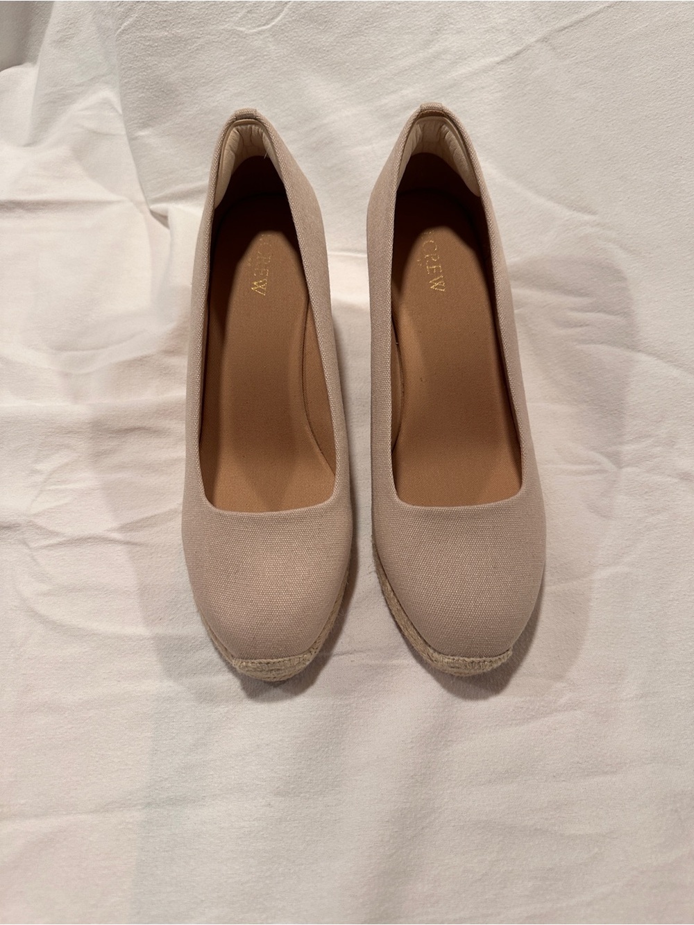 Women’s J Crew Factory Size 10 Neutral Espadrille Wedge Pumps - Beige